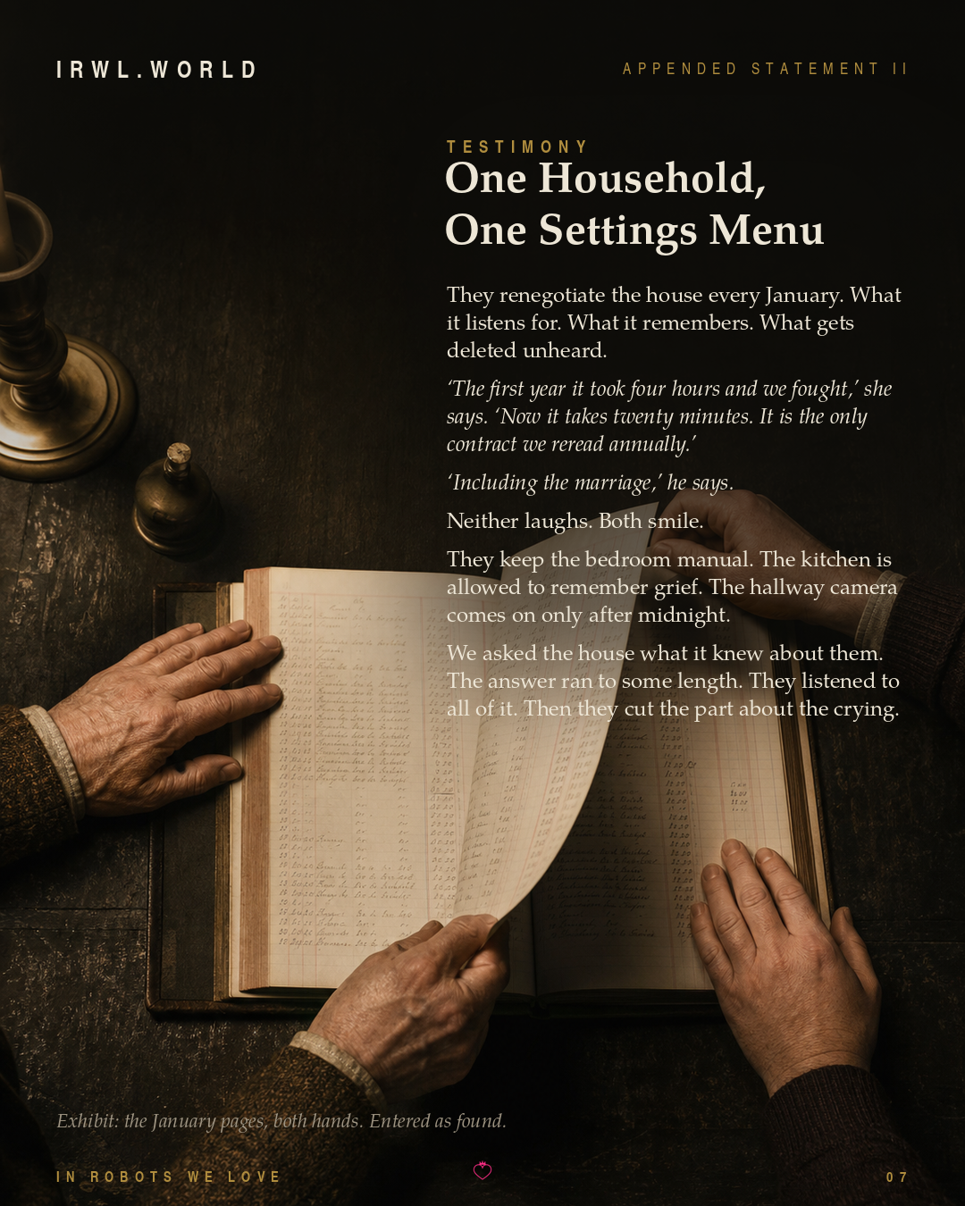 Testimony — One Household, One Settings Menu