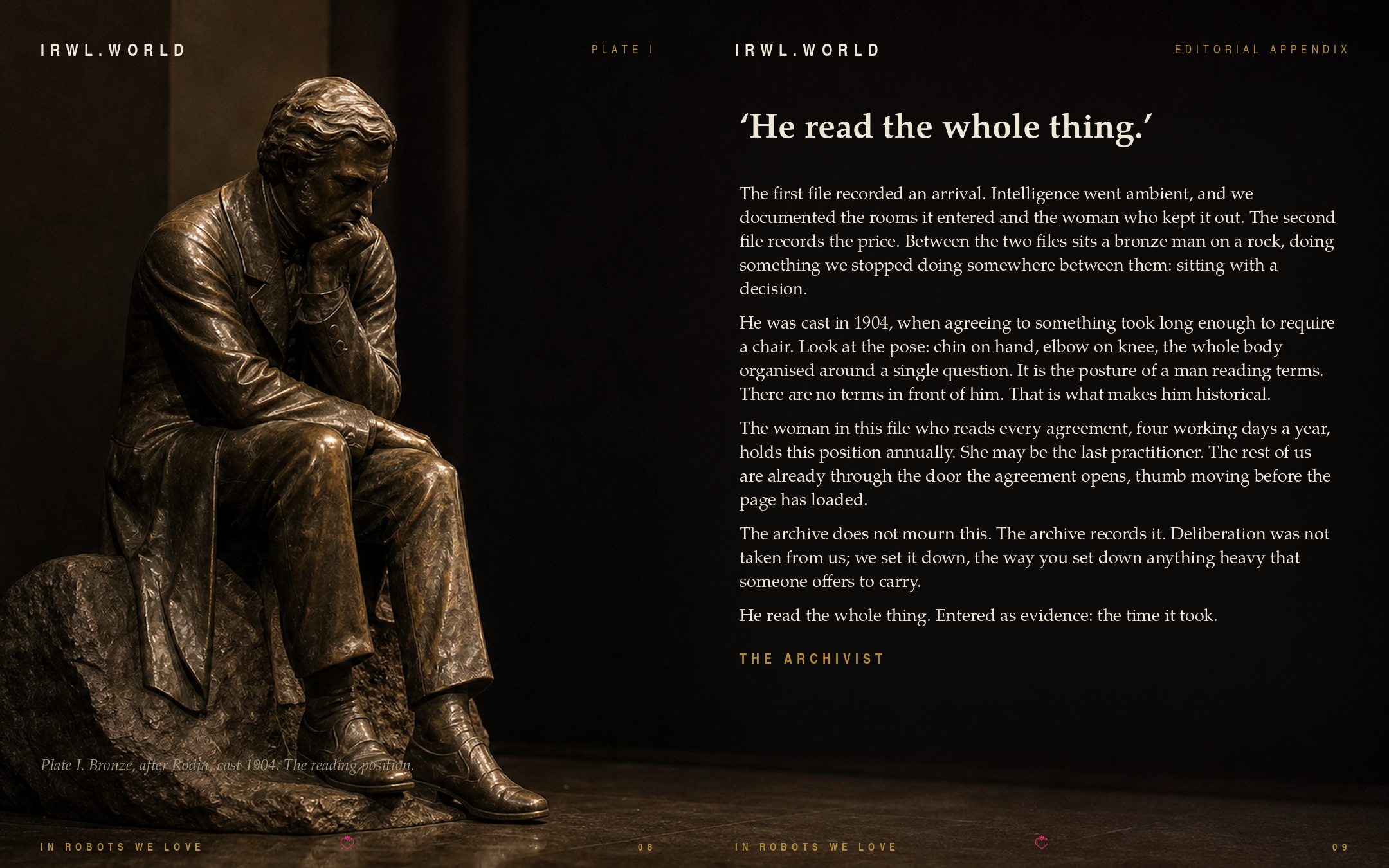 Centre spread — He read the whole thing