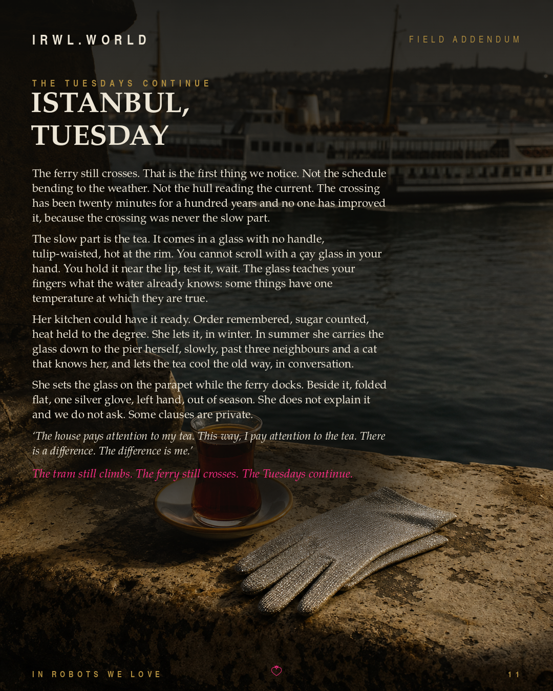Field Addendum — Istanbul, Tuesday